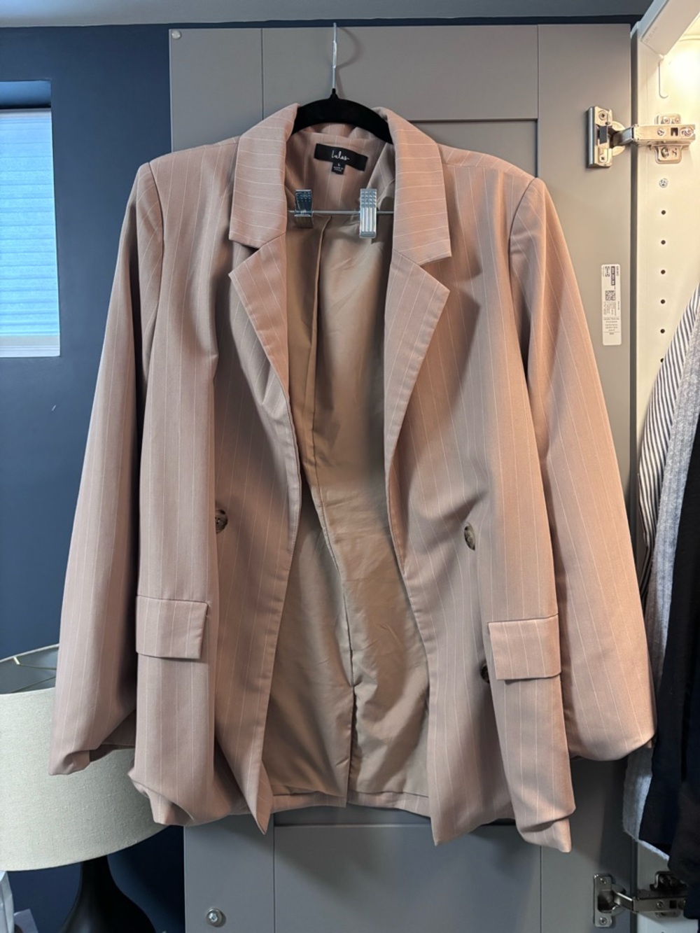 Lulu's Dusty Rose Pinstripe Blazer